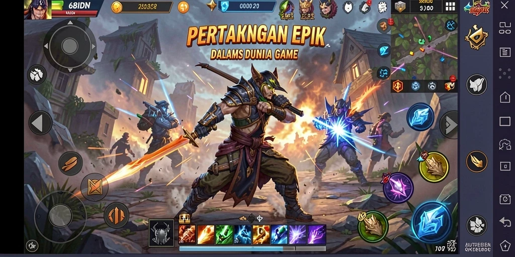Tampilan pertarungan seru dalam gameplay 68IDN.