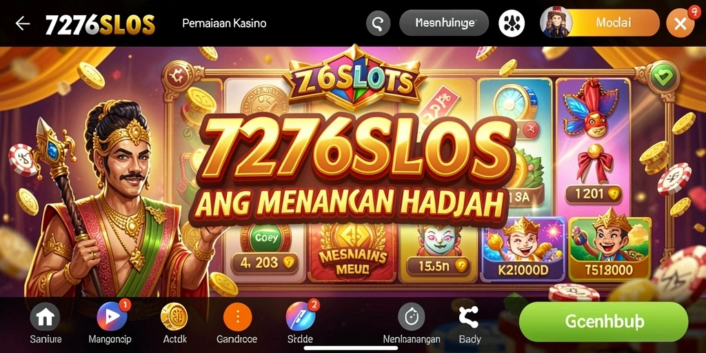 Tampilan screenshot utama 7276SLOTS menampilkan serunya permainan slot Kasino.