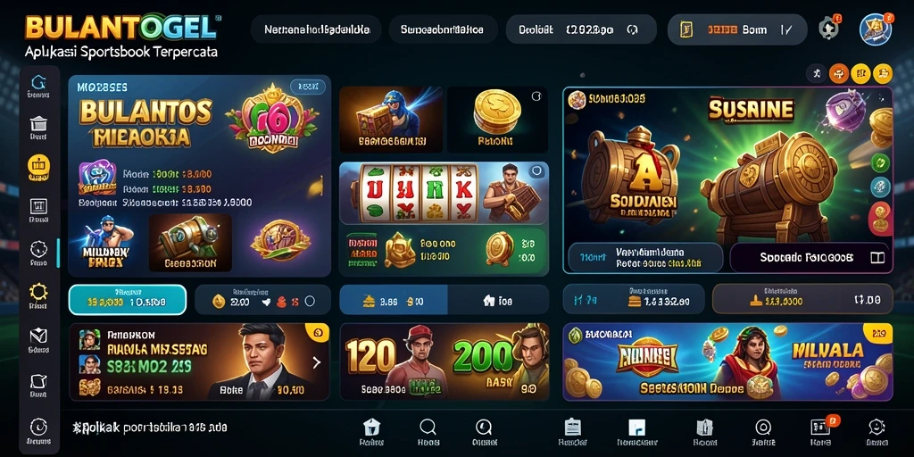 Tangkapan layar aplikasi BULANTOGEL dengan berbagai pilihan taruhan.