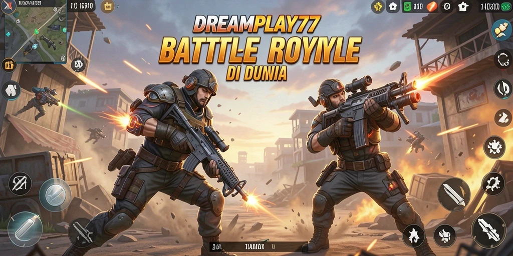 Tampilan mendebarkan dari gameplay Battle Royale di DREAMPLAY77.