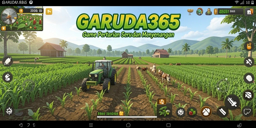 Screenshot gameplay GARUDA365 menampilkan aktivitas seru di ladang.