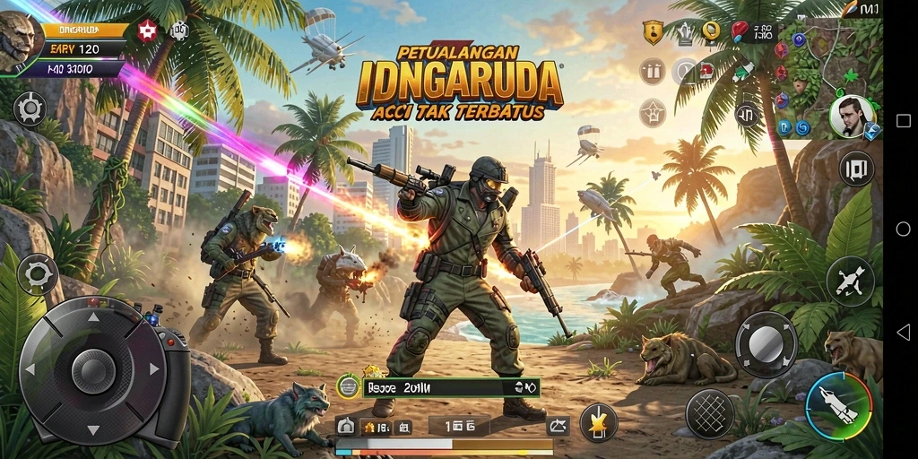 Tangkapan layar utama dari gameplay aksi intens IDNGARUDA.