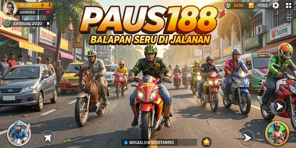 Tampilan gameplay menegangkan dalam balapan mobil PAUS188.